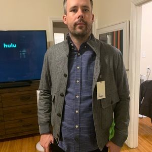 Suit Supply NWT Grey Wool Flannel Bomber Large